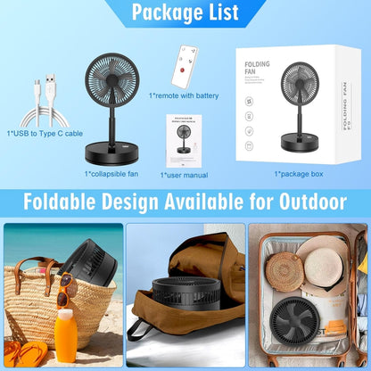 F9 Folding Adjustable Height Desktop Electric Fan(Black) - Electric Fans by buy2fix | Online Shopping UK | buy2fix
