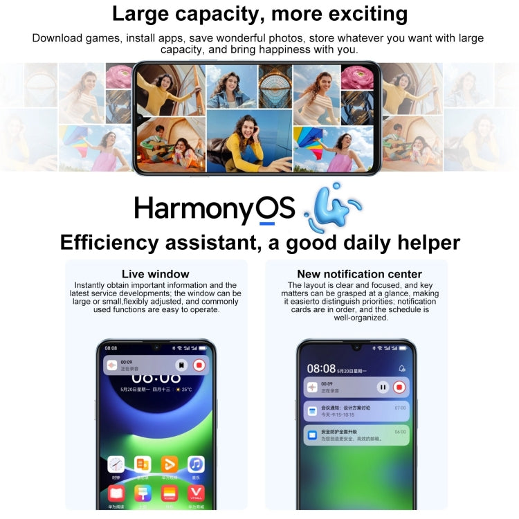 HUAWEI Enjoy 70S, 8GB+128GB, Side Fingerprint Identification, 6.75 inch HarmonyOS 4.2 Octa Core 2.4GHz, Network: 4G, Not Support Google Play(White) - Huawei Mate & P by Huawei | Online Shopping UK | buy2fix