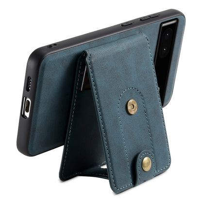 For Google Pixel 6a Denior D14 NK Retro Pattern MagSafe Magnetic Card Holder Leather Phone Case(Blue) - Google Cases by Denior | Online Shopping UK | buy2fix