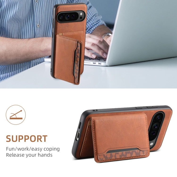 For Google Pixel 9 Pro Denior D13 Retro Texture Leather MagSafe Card Bag Phone Case(Brown) - Google Cases by Denior | Online Shopping UK | buy2fix