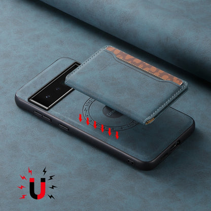 For Google Pixel 6 Pro Denior D13 Retro Texture Leather MagSafe Card Bag Phone Case(Blue) - Google Cases by Denior | Online Shopping UK | buy2fix