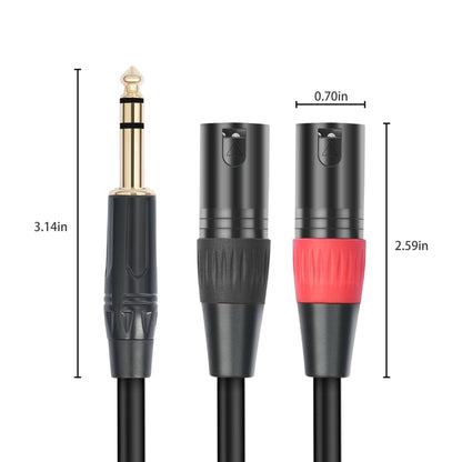 TC145YXK108RE-10 6.35mm 1/4 TRS Male to Dual XLR Male Audio Cable, Length:1m(Black) - Microphone Audio Cable & Connector by buy2fix | Online Shopping UK | buy2fix