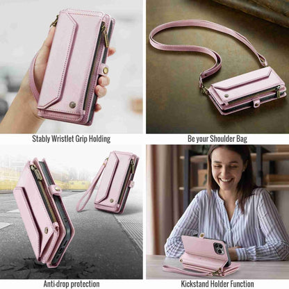 For iPhone 12 Pro Max CaseMe C36 Card Slots Zipper Wallet RFID Anti-theft Leather Phone Case(Pink) - iPhone 12 Pro Max Cases by CaseMe | Online Shopping UK | buy2fix