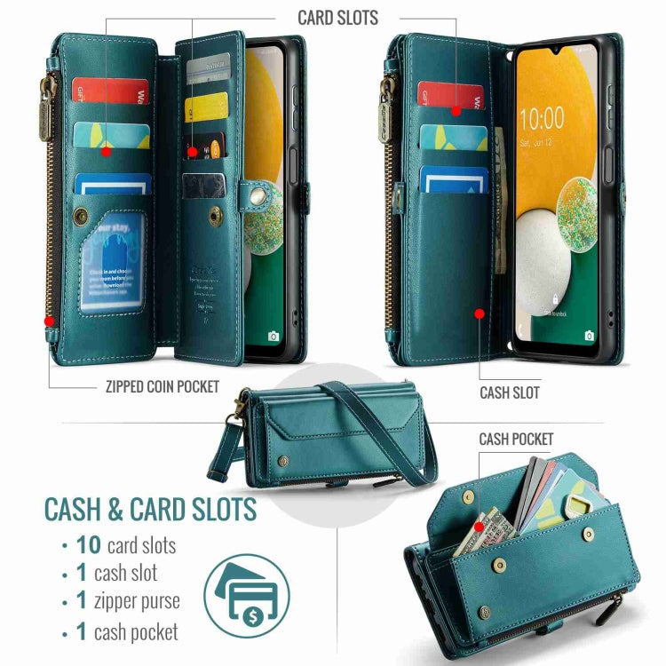 For Samsung Galaxy A13 5G / 4G CaseMe C36 Card Slots Zipper Wallet RFID Anti-theft Leather Phone Case(Blue-green) - Galaxy Phone Cases by CaseMe | Online Shopping UK | buy2fix