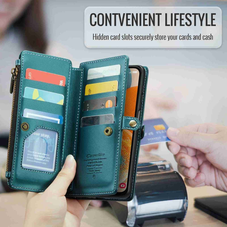 For Samsung Galaxy A23 CaseMe C36 Card Slots Zipper Wallet RFID Anti-theft Leather Phone Case(Blue-green) - Galaxy Phone Cases by CaseMe | Online Shopping UK | buy2fix