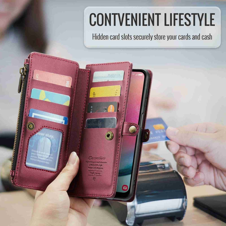 For Samsung Galaxy A24 CaseMe C36 Card Slots Zipper Wallet RFID Anti-theft Leather Phone Case(Wine Red) - Galaxy Phone Cases by CaseMe | Online Shopping UK | buy2fix