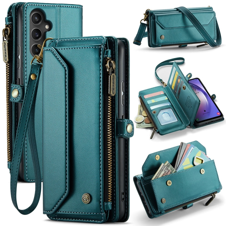 For Samsung Galaxy A54 5G CaseMe C36 Card Slots Zipper Wallet RFID Anti-theft Leather Phone Case(Blue-green) - Galaxy Phone Cases by CaseMe | Online Shopping UK | buy2fix