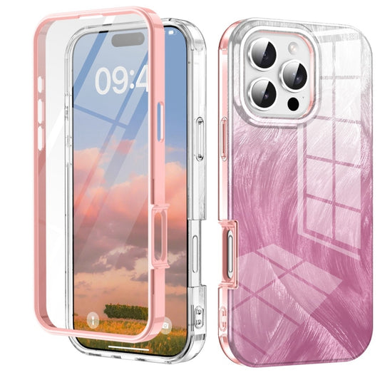 For iPhone 16 Pro Max IMD Gradient Feather PC Hybrid TPU Phone Case(Light Pink) - iPhone 16 Pro Max Cases by buy2fix | Online Shopping UK | buy2fix