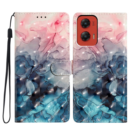 For Motorola Moto G Stylus 5G 2024 3D Pattern Leather Phone Case(3D Pink Blue Marble) - Motorola Cases by buy2fix | Online Shopping UK | buy2fix