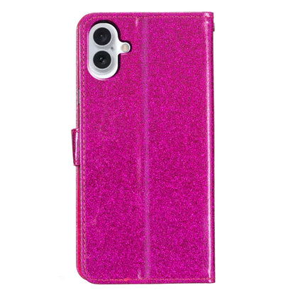 For iPhone 16 Plus Glitter Powder Flip Leather Phone Case(Rose Red) - iPhone 16 Plus Cases by buy2fix | Online Shopping UK | buy2fix