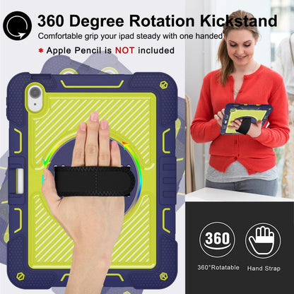 For iPad Air 11 2024 / Air 2022 10.9 360 Degree Rotation PC Contrast Silicone Tablet Case(Navy Blue + Yellow Green) - iPad Air 11 2024 Cases by buy2fix | Online Shopping UK | buy2fix