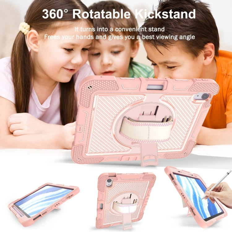 For iPad Air 11 2024 / Air 2022 10.9 360 Degree Rotation PC Contrast Silicone Tablet Case(Rose Gold) - iPad Air 11 2024 Cases by buy2fix | Online Shopping UK | buy2fix