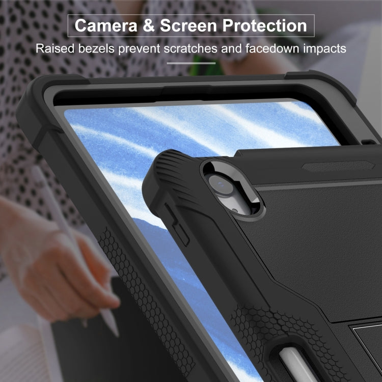 For iPad Air 11 2024 / Air 2022 10.9 Shockproof Silicone Hybrid PC Tablet Case with Holder(Black) - iPad Air 11 2024 Cases by buy2fix | Online Shopping UK | buy2fix