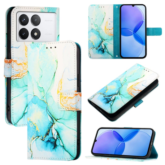 For Xiaomi Redmi K70 / K70 Pro PT003 Marble Pattern Flip Leather Phone Case(Green) - K70 Cases by buy2fix | Online Shopping UK | buy2fix