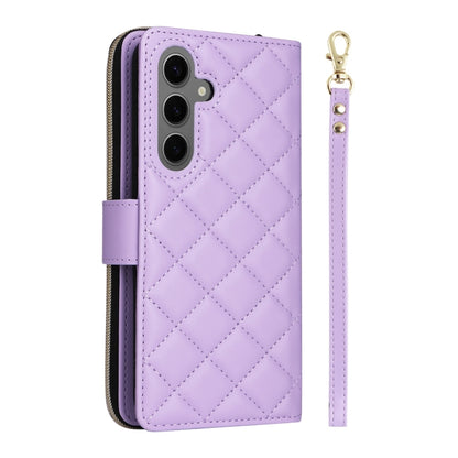 For Samsung Galaxy S25+ 5G Crossbody Rhombic Zipper Tower Buckle Leather Phone Case with Lanyard(Purple) - Galaxy S25+ 5G Cases by buy2fix | Online Shopping UK | buy2fix