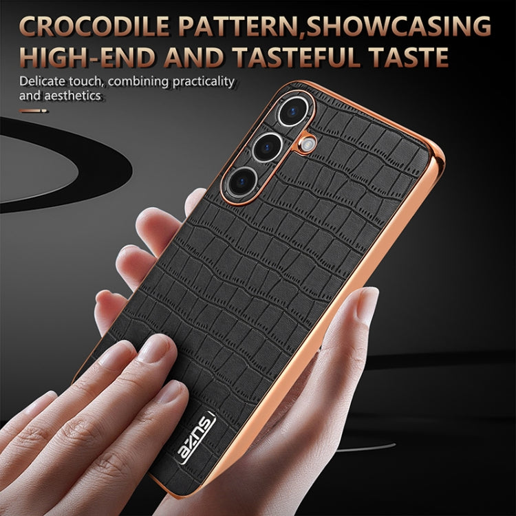 For Samsung Galaxy S24+ 5G AZNS Electroplated Frame Crocodile Texture Full Coverage Phone Case(Green) - Galaxy S22+ 5G Cases by AZNS | Online Shopping UK | buy2fix