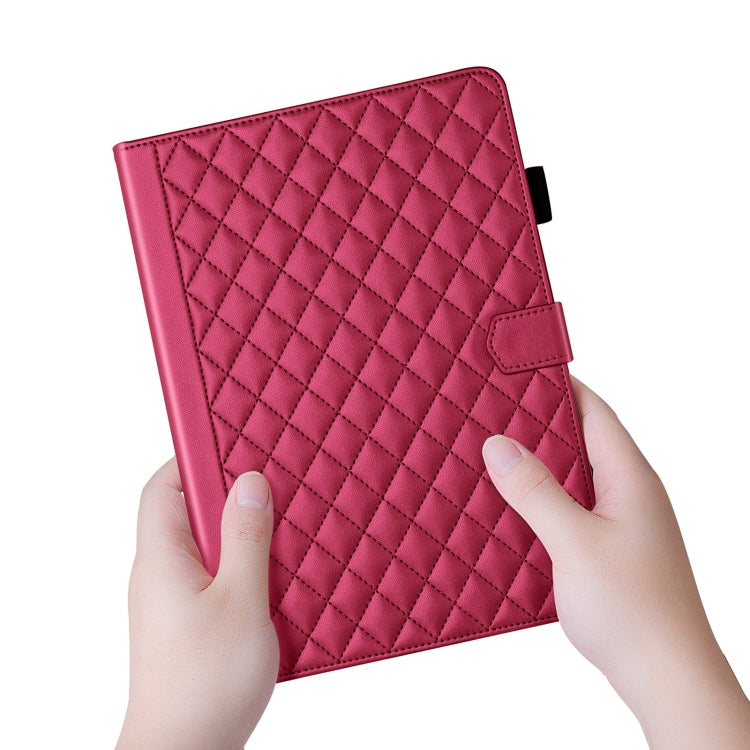 For iPad Pro 11 2024 Rhombus Lattice Leather Smart Tablet Case(Red) - iPad Pro 11 2024 Cases by buy2fix | Online Shopping UK | buy2fix