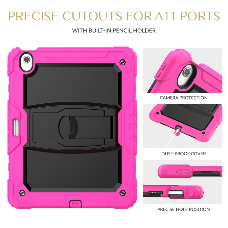 For iPad Air 13 2024 Silicone Hydric PC Tablet Case with Shoulder Strap & Holder(Rose Red) - iPad Air 13 2024 Cases by buy2fix | Online Shopping UK | buy2fix