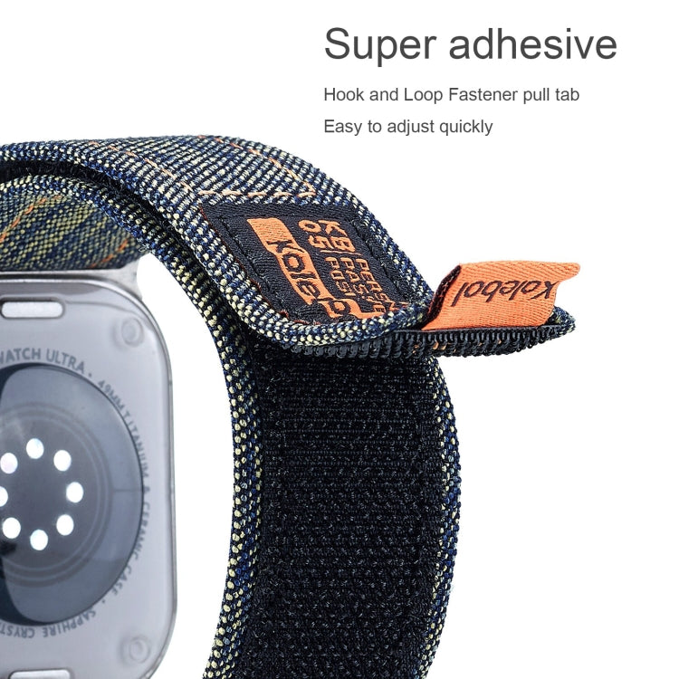 For Apple Watch Ultra 2 49mm Cowboy Nylon Hook and Loop Fastener Watch Band(Dark Blue) - Watch Bands by buy2fix | Online Shopping UK | buy2fix