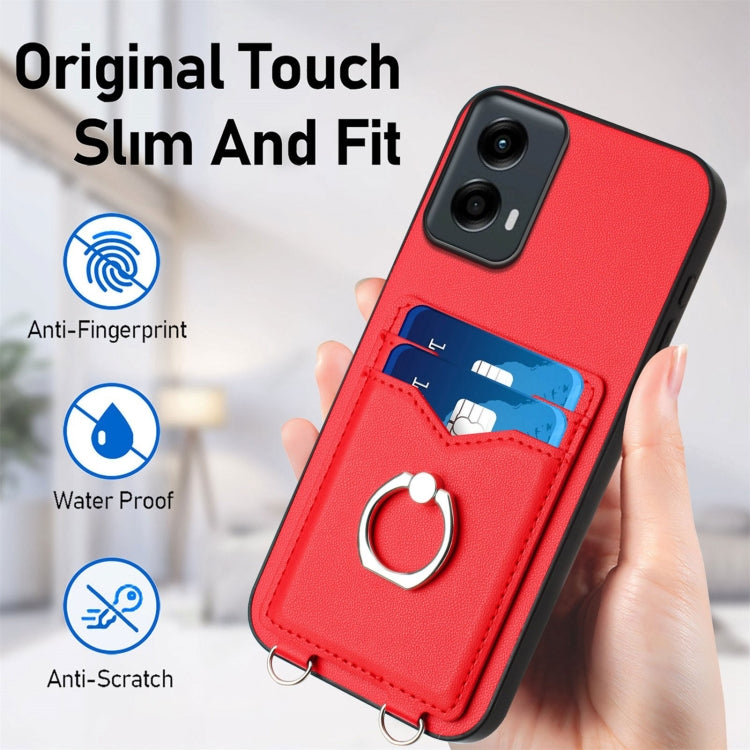 For Motorola Moto G Play 2024 5G R20 Ring Card Holder Phone Case(Red) - Motorola Cases by buy2fix | Online Shopping UK | buy2fix