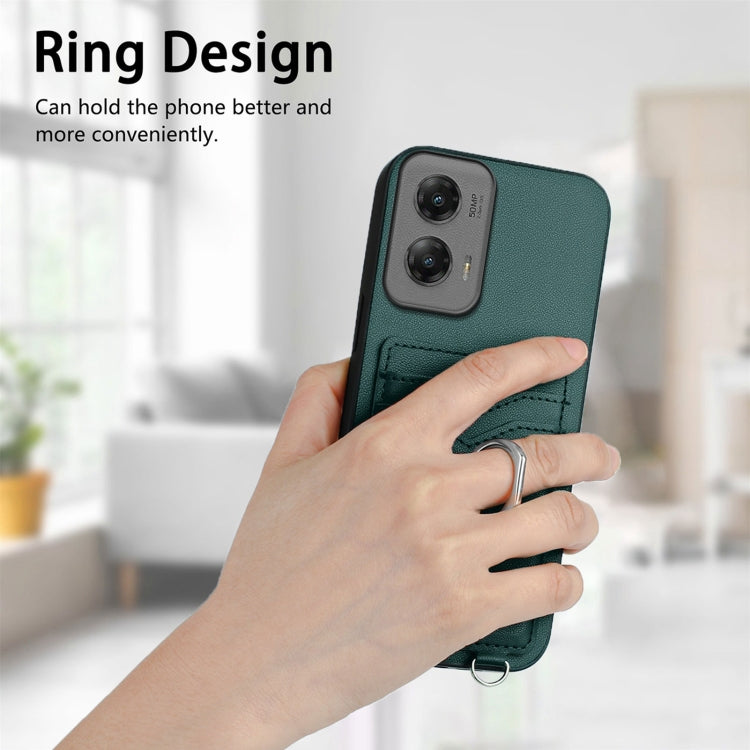 For Motorola Moto G Stylus 5G 2024 R20 Ring Card Holder Phone Case(Green) - Motorola Cases by buy2fix | Online Shopping UK | buy2fix