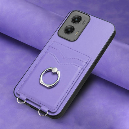 For Motorola Moto G Stylus 5G 2024 R20 Ring Card Holder Phone Case(Purple) - Motorola Cases by buy2fix | Online Shopping UK | buy2fix