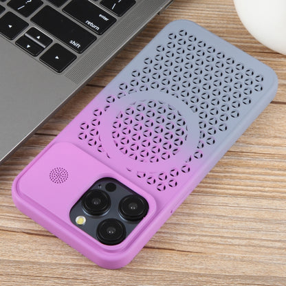 For iPhone 12 Pro Max Gradient Color Honeycomb Aromatherapy MagSafe Phone Case(Purple Grey) - iPhone 12 Pro Max Cases by buy2fix | Online Shopping UK | buy2fix