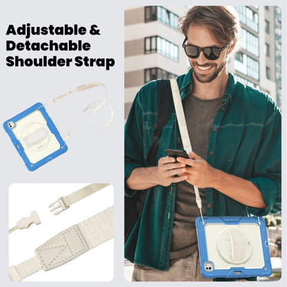 For iPad Pro 13 2024 Silicone Hybrid PC Tablet Case with Shoulder Strap(Beige + Cyan-blue) - iPad Pro 13 2024 Cases by buy2fix | Online Shopping UK | buy2fix