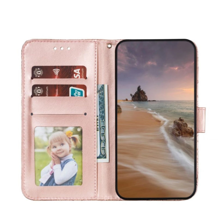 For Google Pixel 9 Pro Lace Flower Embossing Flip Leather Phone Case(Rose Gold) - Google Cases by buy2fix | Online Shopping UK | buy2fix