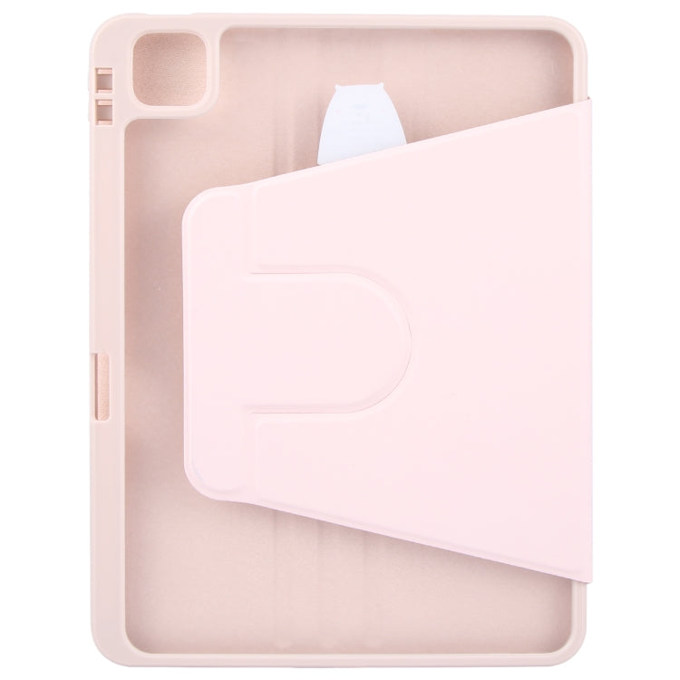 For iPad Air 13 2024 GEBEI Acrylic TPU 3-folding Rotating Smart Tablet Leather Case withh Pen Slot(Pink) - iPad Air 13 2024 Cases by GEBEI | Online Shopping UK | buy2fix