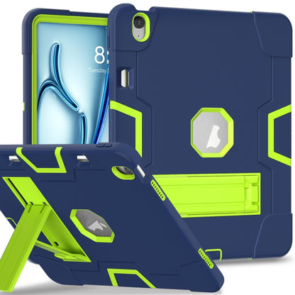 For iPad Air 13 2024 Contrast Color Silicone Acrylic PC Tablet Case with Holder(Navy Blue Yellow Green) - iPad Air 13 2024 Cases by buy2fix | Online Shopping UK | buy2fix