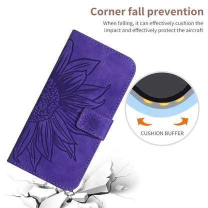 For Samsung Galaxy S25+ 5G Skin Feel Sun Flower Embossed Flip Leather Phone Case with Lanyard(Dark Purple) - Galaxy S25+ 5G Cases by buy2fix | Online Shopping UK | buy2fix