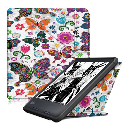 For Kobo Libra Colour 2024 Solid Color Deformation TPU Leather Smart Tablet Case(Butterflies) - Others by buy2fix | Online Shopping UK | buy2fix