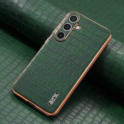 For Samsung Galaxy S25+ 5G AZNS Electroplated Frame Crocodile Texture Full Coverage Phone Case(Green) - Galaxy S25+ 5G Cases by AZNS | Online Shopping UK | buy2fix