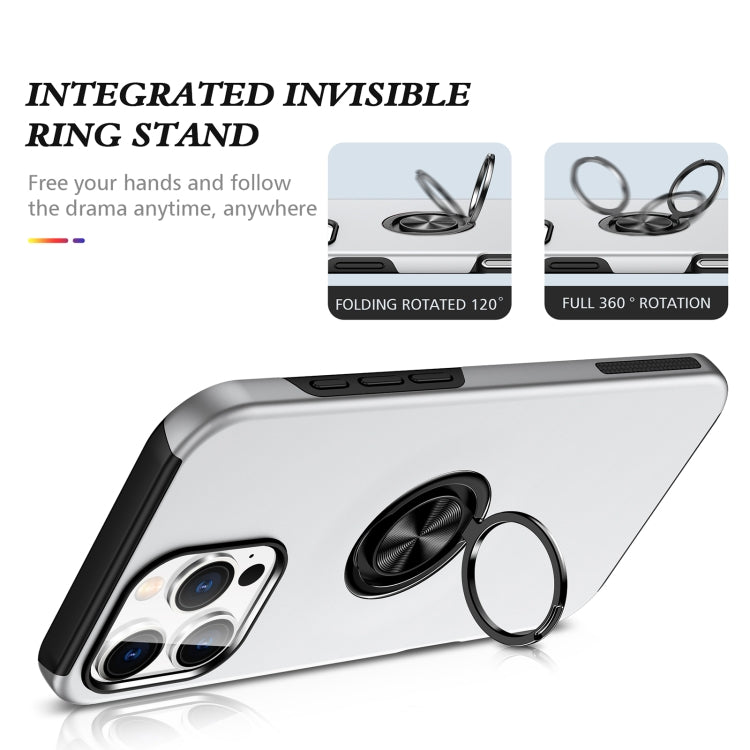 For iPhone 16 Magnetic Ring Holder Phone Case(Silver) - iPhone 16 Cases by buy2fix | Online Shopping UK | buy2fix