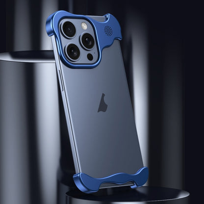 For iPhone 14 Pro Aromatherapy Alloy Frameless Phone Case(Blue) - iPhone 14 Pro Cases by buy2fix | Online Shopping UK | buy2fix