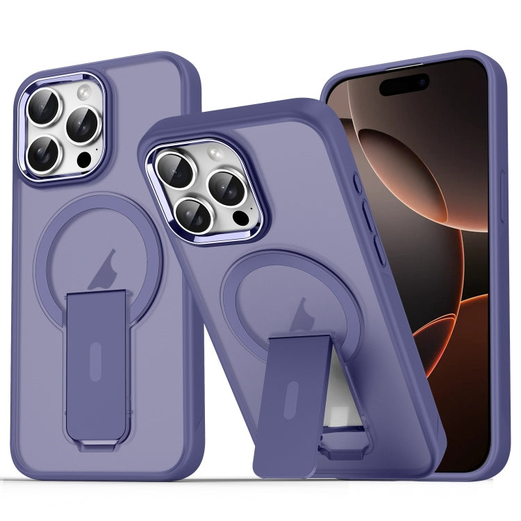 For iPhone 16 Pro Max Acrylic Hybrid TPU MagSafe Holder Phone Case(Dark Night Purple) - iPhone 16 Pro Max Cases by buy2fix | Online Shopping UK | buy2fix