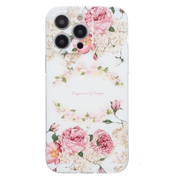 For iPhone 16 Pro Max Colored Drawing Pattern Transparent TPU Phone Case(Rose) - iPhone 16 Pro Max Cases by buy2fix | Online Shopping UK | buy2fix