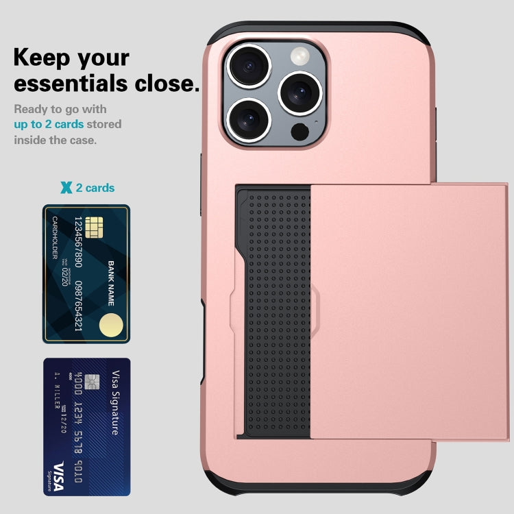 For iPhone 16 Pro Shockproof Armor Phone Case with Card Slot(Rose Gold) - iPhone 16 Pro Cases by buy2fix | Online Shopping UK | buy2fix