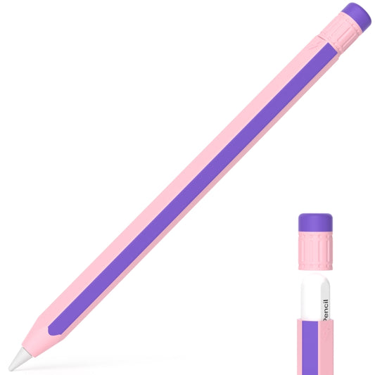 For Apple Pencil 2 / Pencil Pro Colorful Pencil Style Stylus Silicone Protective Case(Pink Purple) - Pencil Accessories by buy2fix | Online Shopping UK | buy2fix