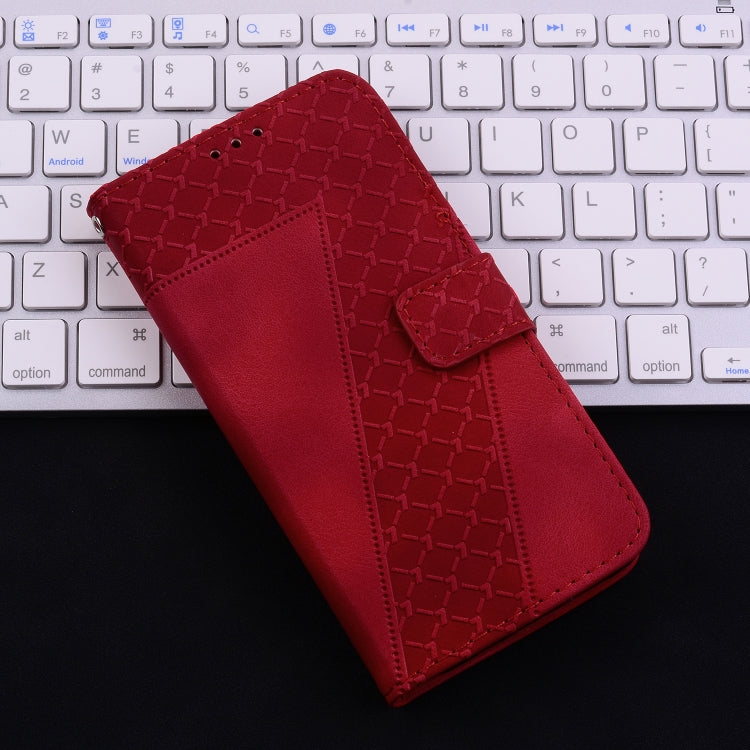 For Xiaomi Redmi K70 / K70 Pro Seven-shaped Embossed Leather Phone Case(Red) - K70 Cases by buy2fix | Online Shopping UK | buy2fix