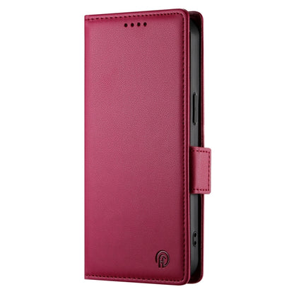 For iPhone 16 Pro Side Buckle Magnetic Frosted Leather Phone Case(Wine Red) - iPhone 16 Pro Cases by buy2fix | Online Shopping UK | buy2fix