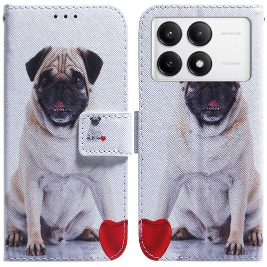 For Xiaomi Redmi K70 Pro / K70 Coloured Drawing Flip Leather Phone Case(Pug) - K70 Cases by buy2fix | Online Shopping UK | buy2fix