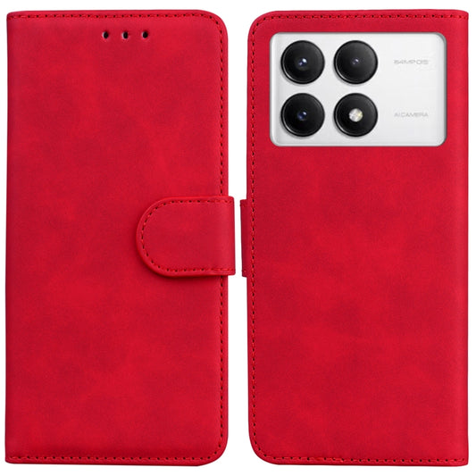 For Xiaomi Redmi K70 / K70 Pro Skin Feel Pure Color Flip Leather Phone Case(Red) - K70 Cases by buy2fix | Online Shopping UK | buy2fix