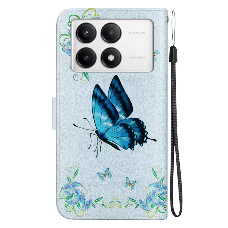 For Xiaomi Redmi K70 Pro / K70 Crystal Texture Colored Drawing Leather Phone Case(Blue Pansies) - K70 Cases by buy2fix | Online Shopping UK | buy2fix