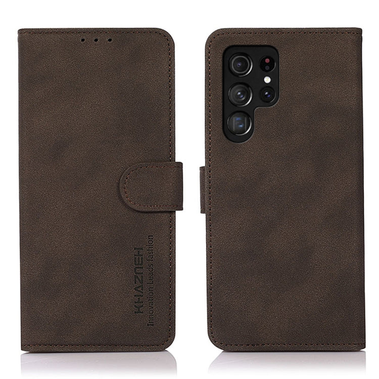 For Samsung Galaxy S25 Ultra 5G KHAZNEH Matte Texture Leather Phone Case(Brown) - Galaxy S25 Ultra 5G Cases by buy2fix | Online Shopping UK | buy2fix