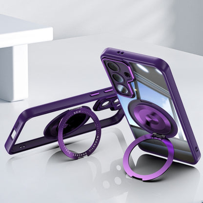 For Samsung Galaxy S25 5G 360 Holder MagSafe Acrylic Hybrid TPU Phone Case(Purple) - Galaxy S25 5G Cases by buy2fix | Online Shopping UK | buy2fix