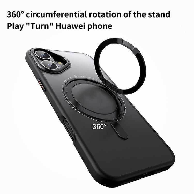 For iPhone 16 360 Rotating MagSafe Magnetic Frosted Phone Case(Black) - iPhone 16 Cases by buy2fix | Online Shopping UK | buy2fix