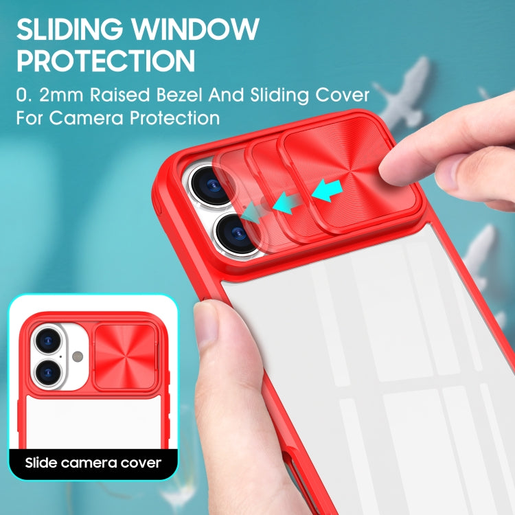 For iPhone 16 Pro Max Sliding Camshield Acrylic Hybrid TPU Phone Case(Red) - iPhone 16 Pro Max Cases by buy2fix | Online Shopping UK | buy2fix