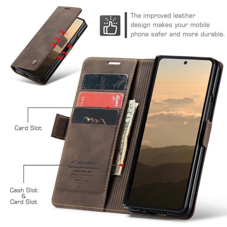 For Samsung Galaxy Z Fold6 5G CaseMe 013 Multifunctional Horizontal Flip Leather Phone Case(Coffee) - Galaxy Z Fold6 5G Cases by CaseMe | Online Shopping UK | buy2fix